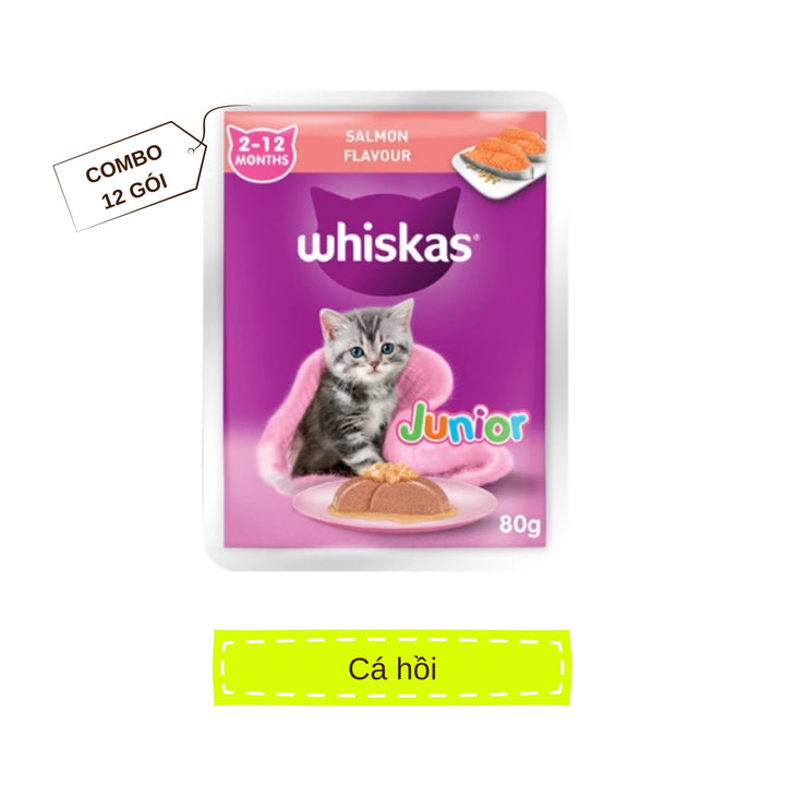 [Combo 12-24 Gói] Pate Whiskas Mèo Con Nhiều Vị Gói 80G