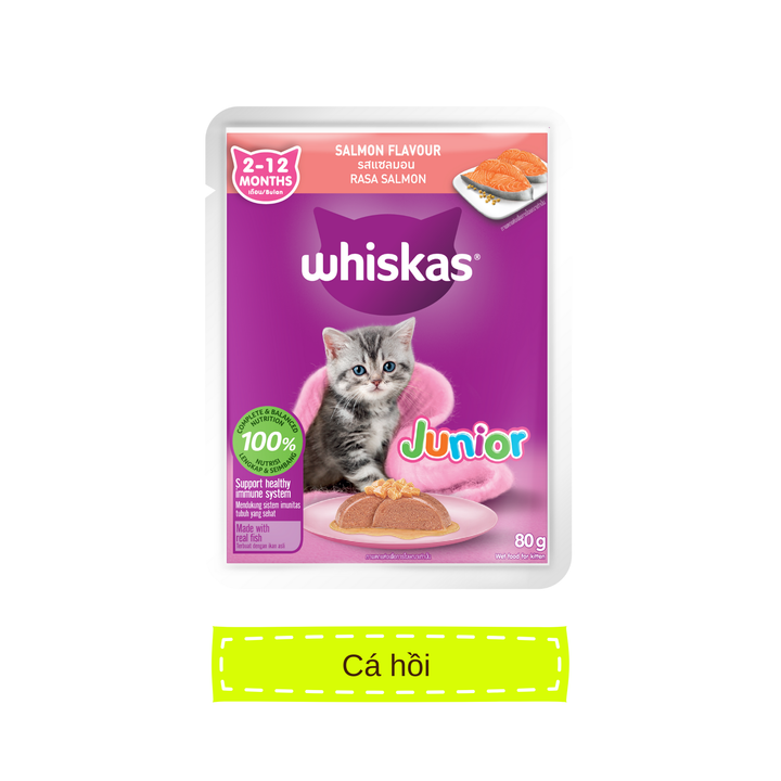 [Combo 12-24 Gói] Pate Whiskas Mèo Con Nhiều Vị Gói 80G