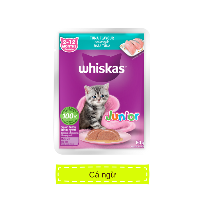 [Combo 12-24 Gói] Pate Whiskas Mèo Con Nhiều Vị Gói 80G