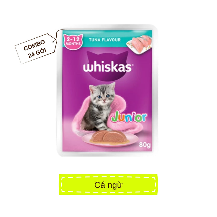 [Combo 12-24 Gói] Pate Whiskas Mèo Con Nhiều Vị Gói 80G