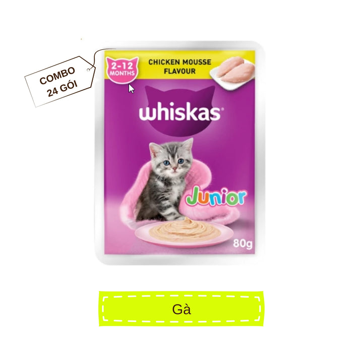 [Combo 12-24 Gói] Pate Whiskas Mèo Con Nhiều Vị Gói 80G