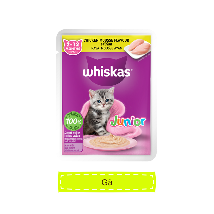 [Combo 12-24 Gói] Pate Whiskas Mèo Con Nhiều Vị Gói 80G