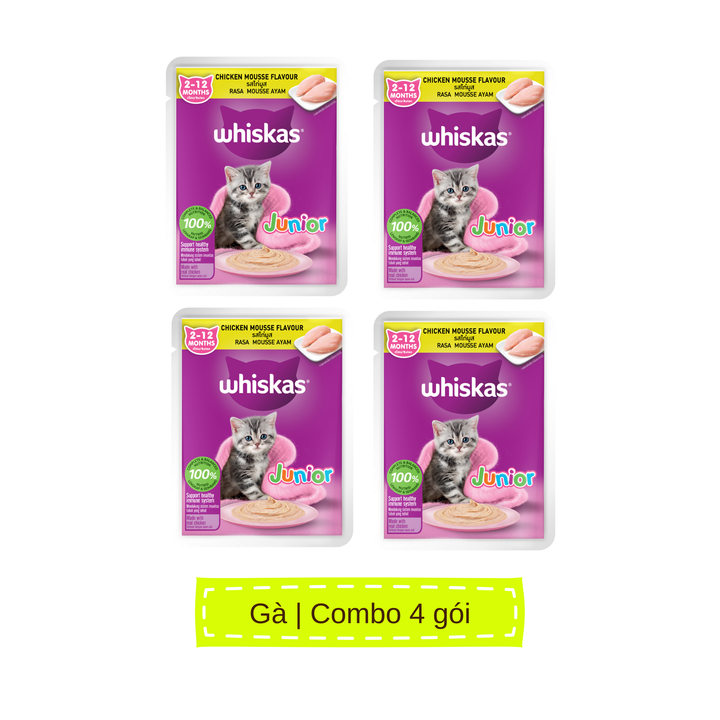 [Combo 12-24 Gói] Pate Whiskas Mèo Con Nhiều Vị Gói 80G
